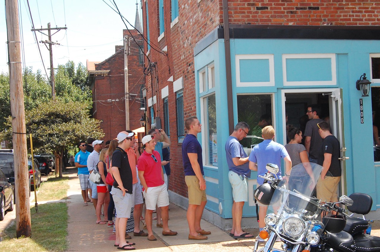 Lines wrapped around the building at 1800 South 10th Street in Soulard -- the former Gladstone's space.