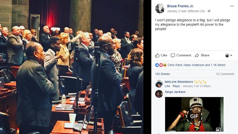 State Rep. Bruce Franks' Facebook post on January 3 sparked a flurry of local and, now, national news coverage of his raised fist. - via Facebook