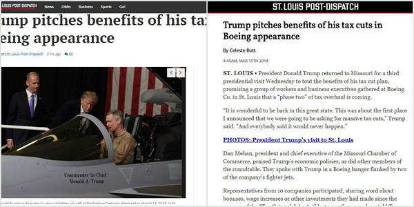 On the left, a story on Stltoday.com. On the right, the same story on Stltoday.site. - DANNY WICENTOWSKI