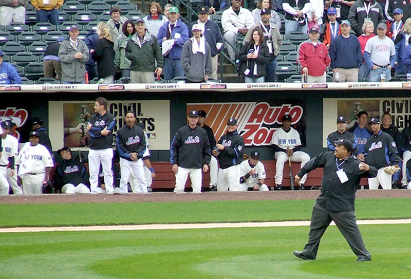 Martin Luther King III threw out the first pitch for the Civil Rights Game in 2008. - FLICKR/