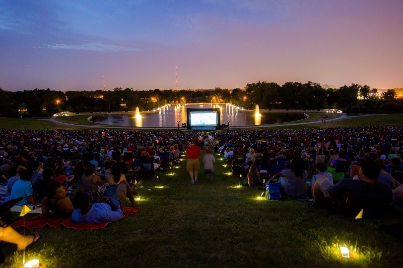 The movies go outside in Forest Park during the Art Hill Film Series. - COURTESY OF SAINT LOUIS ART MUSEUM