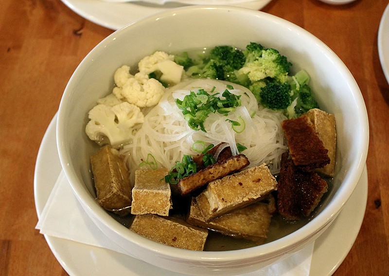 The Mien Chay vegetarian pho with tofu, veggie meats, broccoli and cauliflower ($9.95). - LEXIE MILLER
