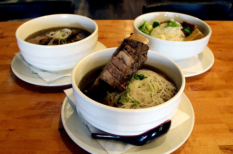 The beef rib pho is served with a 16 ounce rib in the soup. - LEXIE MILLER