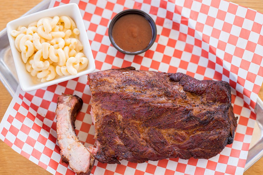 Pork ribs, shown here with mac and cheese. - MABEL SUEN