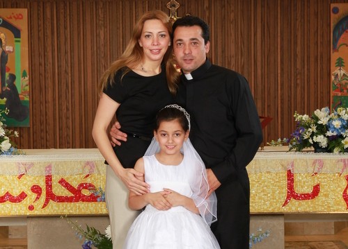 Deacon Wissam Akiki with his wife, Manal, and daughter, Perla. - PHOTOS COURTESY OF ST. RAYMOND'S MARONITE CATHEDRAL