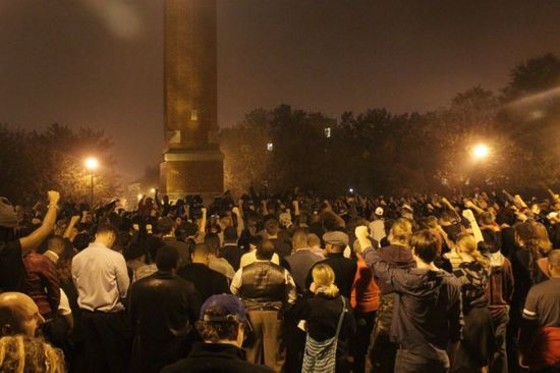 Hundreds of students and protesters gathered around the Saint Louis University clock tower in October, and organizers demanded an end to "white supremacy." - DANNY WICENTOWSKI