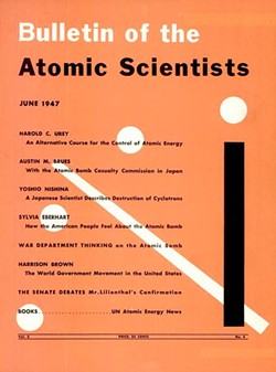 The first appearance of the Doomsday Clock on the June 1947 cover of Bulletin of the Atomic Scientists. - Wikipedia