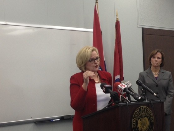 Claire McCaskill promoting VAWA in St. Louis last week. - Sam Levin