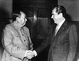 Nixon glad-handing in China, 1972.