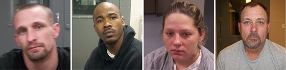 Left to right: Michael Wright freaked out; Sean Williams and Tracy Stodgell tortured; and Patrick Hallback watched, according to police. - Randolph County Sheriff's Office