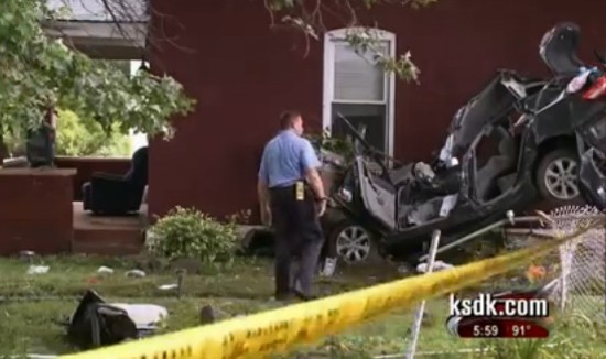 Scene of the crash. - via KSDK.com