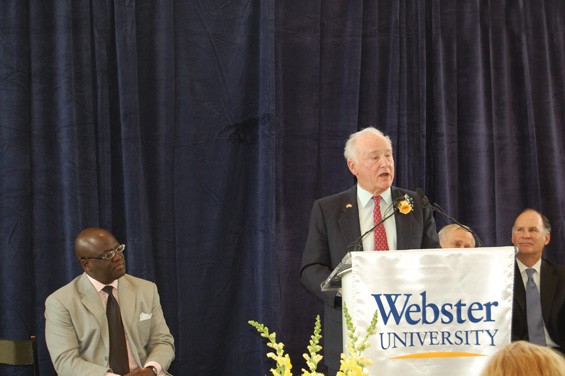 George Herbert Walker III with Webster University Dean of School of Business and Technology Benjamin Akande. - Amir Kurtovic