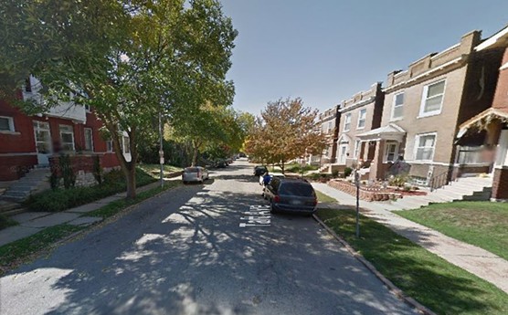 Facing east on the 3200 block of Taft Avenue toward Virginia Avenue, where cops eventually arrested the suspects. - Google Maps