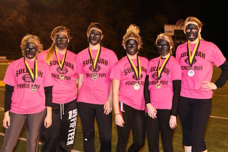 Seniors at Sullivan High donned blackface for the school's annual powder-puff game. - IMAGE FROM FACEBOOK