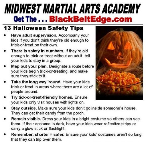 Martial Arts Academy Presents Halloween Safety Tips Noticeably Void of "Karate Chops"