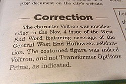 Newspaper to Readers: Sorry We Mistook Voltron for Optimus Prime