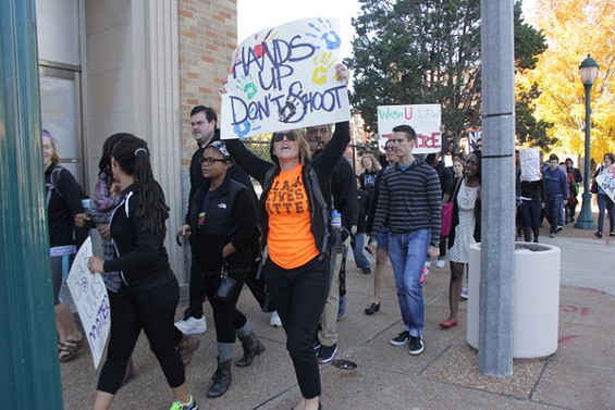 Students hit the streets for a national day of protest Wednesday, the day two more leaked reports about Michael Brown and Darren Wilson were published. - Danny Wicentowski