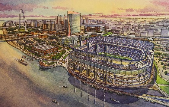An illustration of the proposed Rams stadium -- but we have some ideas to make it more awesome. - BILL GREENBLATT/UPI