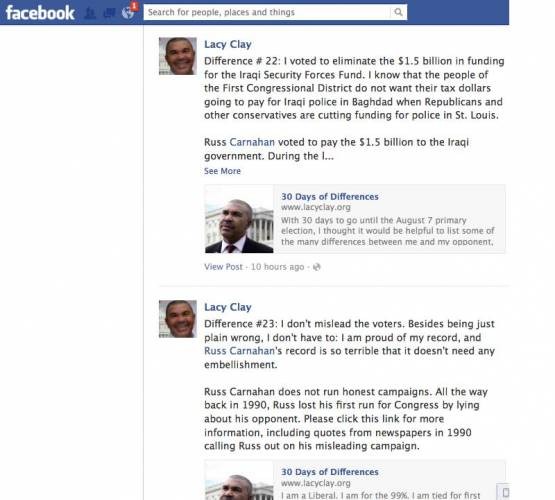 Facebook War: Does Russ Carnahan Know How to Untag Attack Posts from Lacy Clay? [UPDATE]