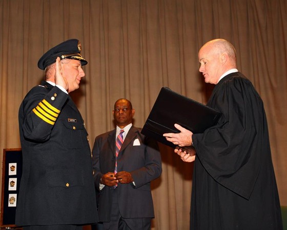 Chief Sam Dotson taking oath of office earlier this year. - via Facebook