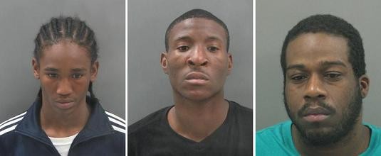 Left to right: Trevin Johnson, Durell Dorn and Walter Nickels should be considered armed and dangerous.