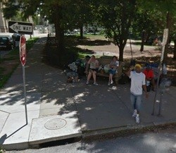 Google Street View captures some urban campers in Lucas Park.