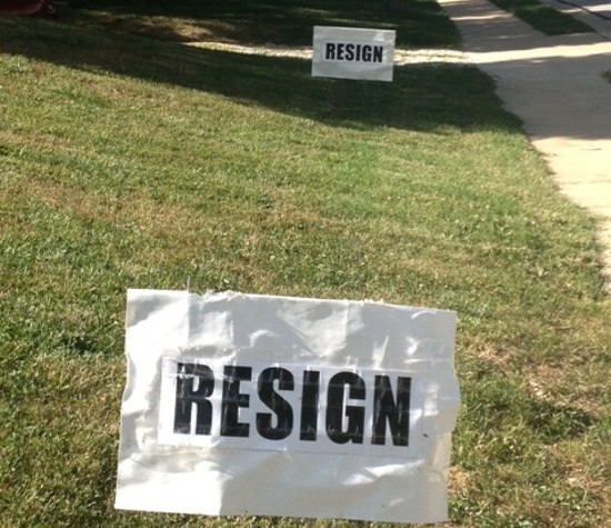 "Resign" signs in Ellisville. - Provided to Daily RFT