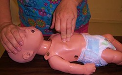 CPR on small children is performed with the fingers not the palms.