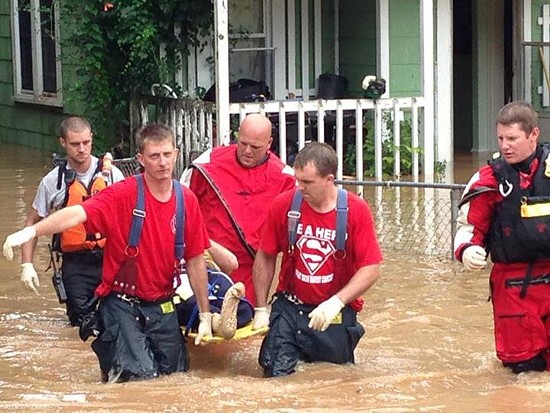 Flooding in Waynesville. - via Facebook / City of Rolla Fire & Rescue