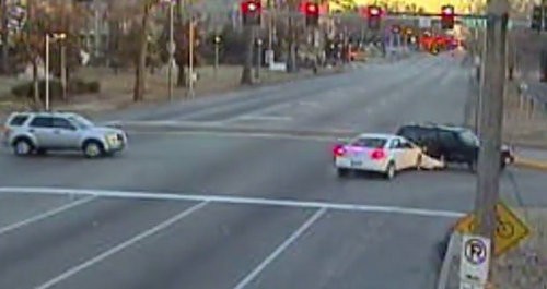 A new video shows collisions captured by red light cameras. - American Traffic Solutions