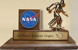 Even though it comes from NASA, this balloon flight trophy looks suspiciously repurposed. - image via