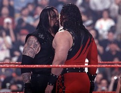 It's brother against brother, just like those guys in the Bible. Whats-their-names... Kane vs. Undertaker.