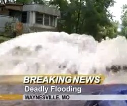 Flooding in Waynesville. - via ky3.com footage