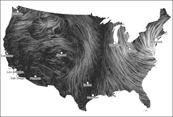 The wonderful national wind map. Do you see that dark strip where there's almost no wind? That's where we are. - image via