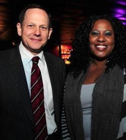 The mayor and an attendee at last night's RFT Web Awards. - Photo: Egan O'Keefe