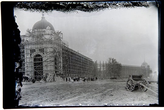 Rare image of construction of World's Fair, c. 1900. - Courtesy of John Foster