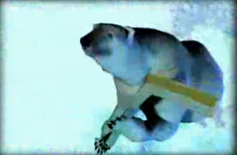 The University of Alaska-Fairbanks hockey team has a polar bear that will haunt your dreams.
