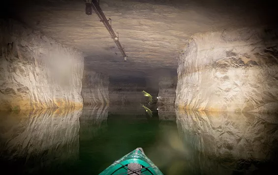 Kayaking through Crystal City Underground. - Tom Carlson