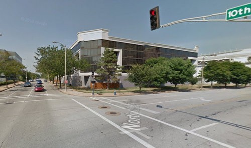 N. 10th Street and Convention Plaza, where two teens were shot at Monday morning. - Google Maps
