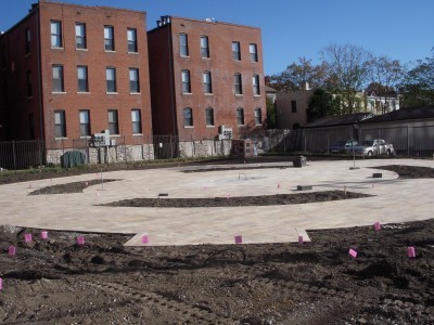 A view of the under-construction park as you stand on Taylor Avenue facing Maryland. - Sarah Fenske