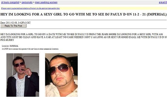 Douche of the Day: Imperial Man Seeks Hot Escort for DJ Pauly D; Must Have T&A