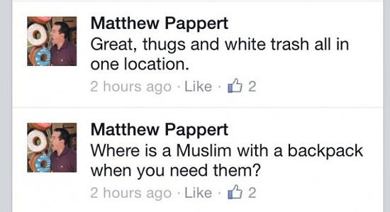 These Facebook posts (among others) forced the Glendale Police Department to fire Pappert on Thursday. - via