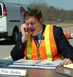 Rahn drew attention to highway work zones in 2006 when he set up his office alongside a Missouri freeway. - modot.com