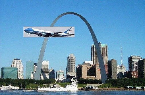 Dear Obama: Don't Forget to Buzz the Arch When You Leave. It Will Make a Great Picture!