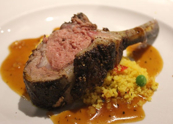 Moroccan-spiced rack of lamb with warm couscous pilaf and lemon black pepper jus. |Nancy Stiles