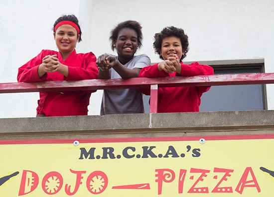 Dojo Pizza volunteers Ashlee Copp, Keisha Regans and Kathryn Copp. | Photos by Mabel Suen