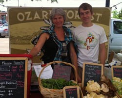 Nicola Macpherson and her son Henry at the Maplewood Farmers' Market. - Holly Fann