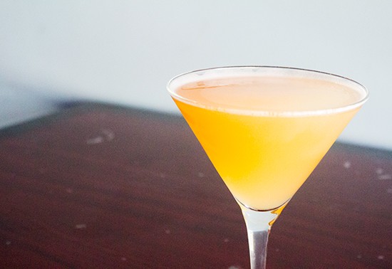 "The Muir" with peach vodka, peach Shnapps and peach nectar.