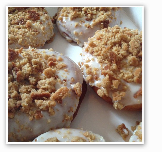 &nbsp;&nbsp;&nbsp;&nbsp;&nbsp;&nbsp;&nbsp;Gooey-butter filled doughnuts with brown sugar crumble topping. | Brian Marsden