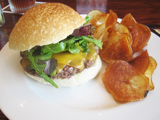 The famed Five Bistro burger (at its original home, Newstead Tower Public House) - IAN FROEB